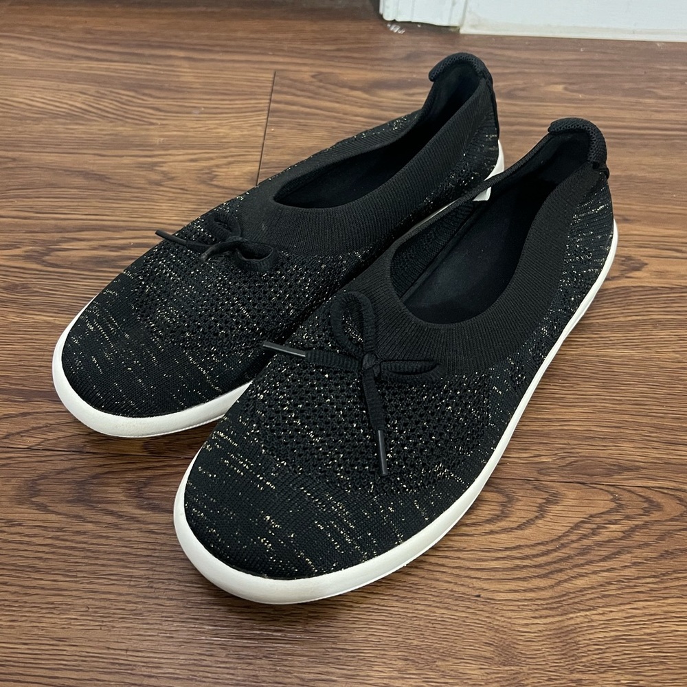 Black Knit Bow Slip On Sneakers Size 42 EU